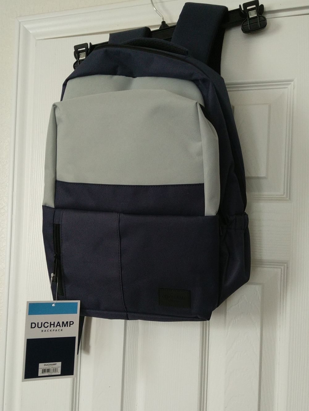 Duchamp London Two-Tone Navy and Light Gray Laptop School Backpack NWT